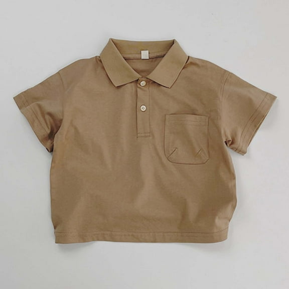 Toddler Boys' Polo Shirt Khaki Uniform Shirts for Boys Button Up Shirt Boys Boy Short Sleeve Shirt Shirts for Boys 2-3 Years