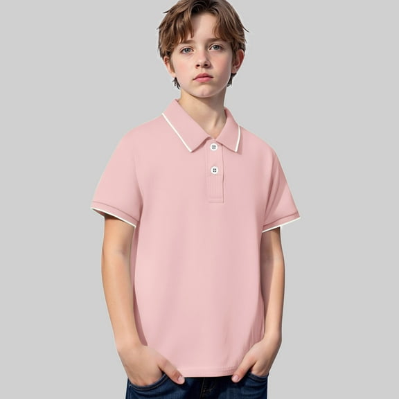 Toddler Boys' Polo Shirts Pink Polo Shirt for Boys Button Up Shirt Boys Short Sleeve Polo Boys Clothes Size 3-4 Years