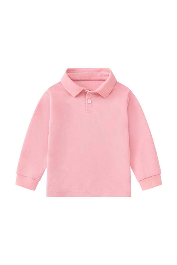 Toddler Boys Polo Shirt Solid Color Long Sleeve T Shirt Kids Unisex Undershirt Polos