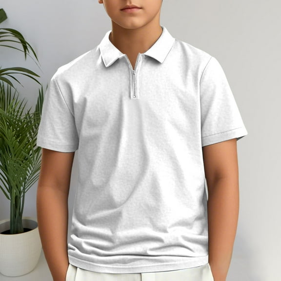 Toddler Boys' Polo Shirts White Uniform Shirts for Boys Summer Polo Shirt Short Sleeve Shirt Shirts for Boys 3-4 Years
