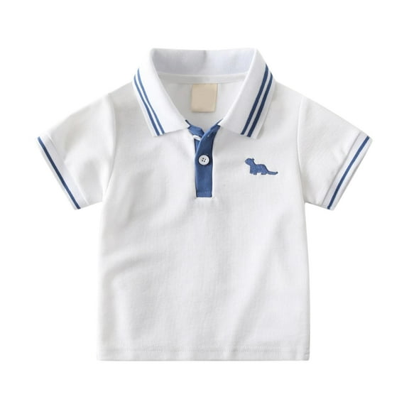 Toddler Boys Polo Shirt White Polo Shirt Fashion Shirts with Short Sleeves Shirts for Boys 3-4 Years