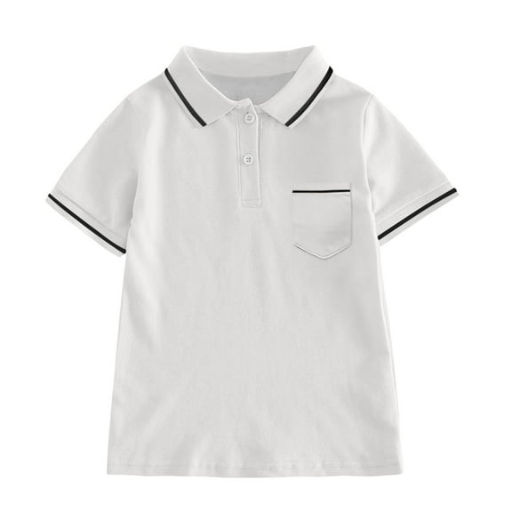 Toddler Boys' Polo Shirt White School Uniform Shirts Summer Polo Shirt Short Sleeve Polo Boys Boys Clothes Size 3-4 Years