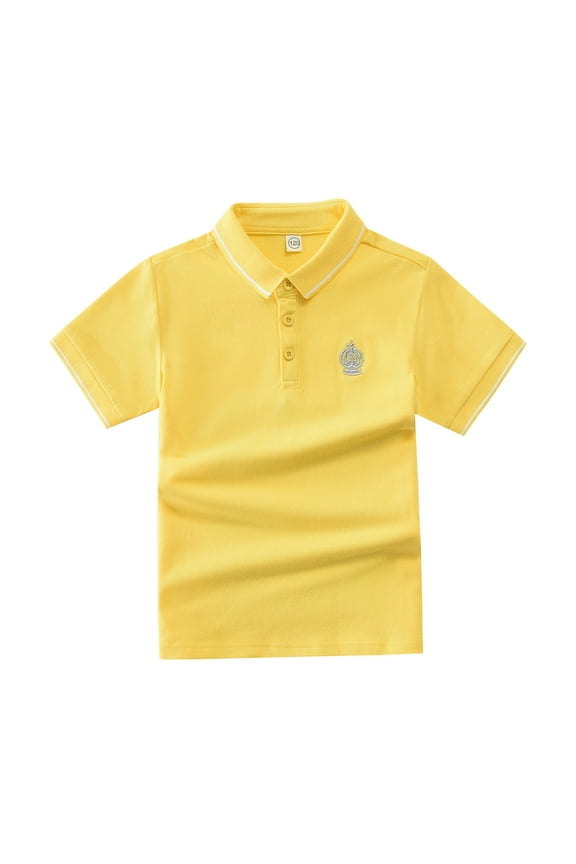 Toddler Boys' Polo Shirt Yellow Polo Shirt Rugby Button Down Shirt Short Sleeve Polo Boys Polo Shirts Size 3-4 Years