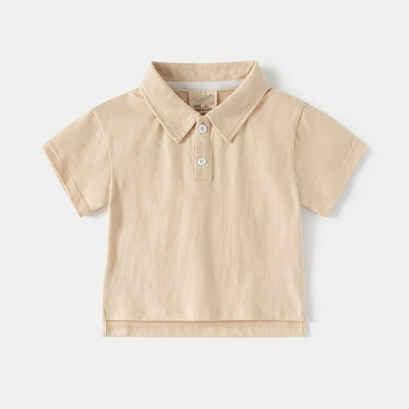 Toddler Boys Polo Shirts Beige Polo Shirt for Boys Rugby Button Down Shirt with Short Sleeves Shirts for Boys 3-4 Years