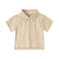 thumbnail image 1 of Toddler Boys Polo Shirts Beige School Uniform Shirts Rugby Button Down Shirt Kids Short Sleeve Shirts Boys Polo Shirts Size 2-3 Years, 1 of 4