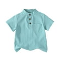 thumbnail image 1 of Toddler Boys Polo Shirts Blue Polo Shirt Boys Button Down Shirt Short Sleeve Polo Shirts for Boys 3-4 Years, 1 of 4