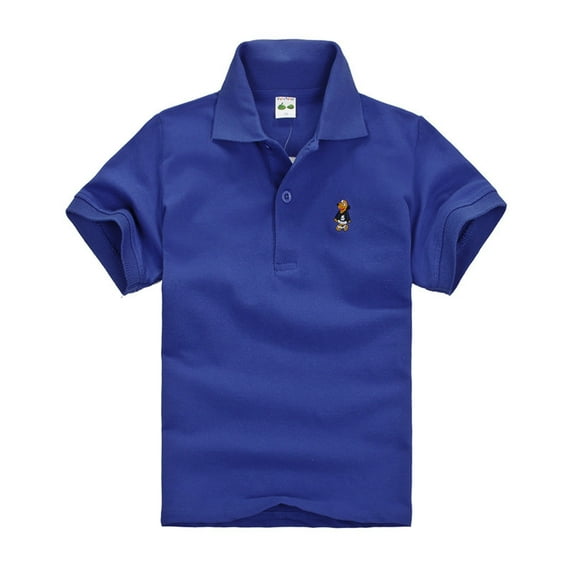 Toddler Boys' Polo Shirts Blue Uniform Shirts for Boys Short Sleeve Polo Casual Blouse Tops Pullover 12-18 Months