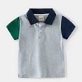 thumbnail image 1 of Toddler Boys' Polo Shirts Color Block Polo Shirt For Boys Rugby Shirt Short Sleeve Polo Boys Polo Shirts Size 3-4 Years, 1 of 6