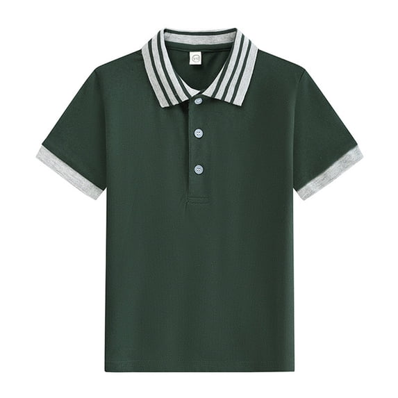 Toddler Boys Polo Shirts Color Block Turn-Down Collar Button Short Sleeve Shirts Children Boys Summer Classic Loose Polo Shirts,12 -13 Years
