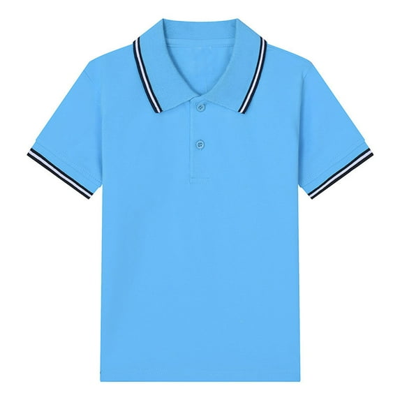 Wxolcjlv Toddler Boys Polo Shirts Color Block Turn-Down Collar Button Short Sleeve Shirts Children Boys Summer Classic Loose Polo Shirts，12 -13 Years