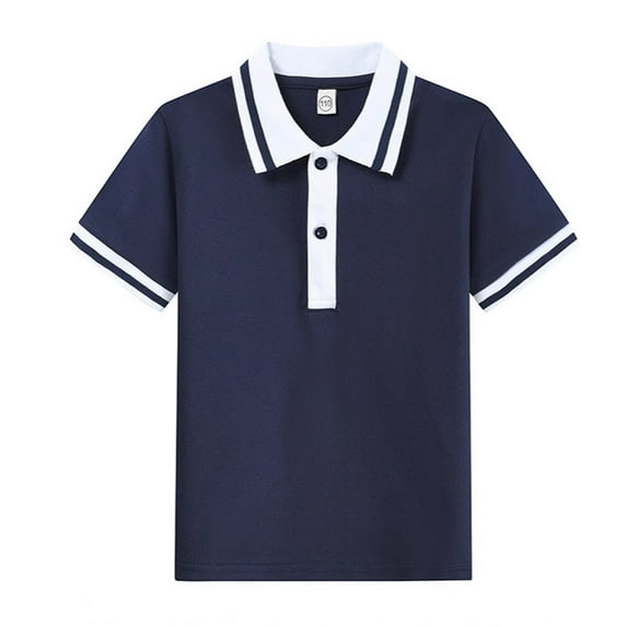 Wxolcjlv Toddler Boys Polo Shirts Color Block Turn-Down Collar Button Short Sleeve Shirts Children Boys Summer Classic Loose Polo Shirts,2 -3 Years