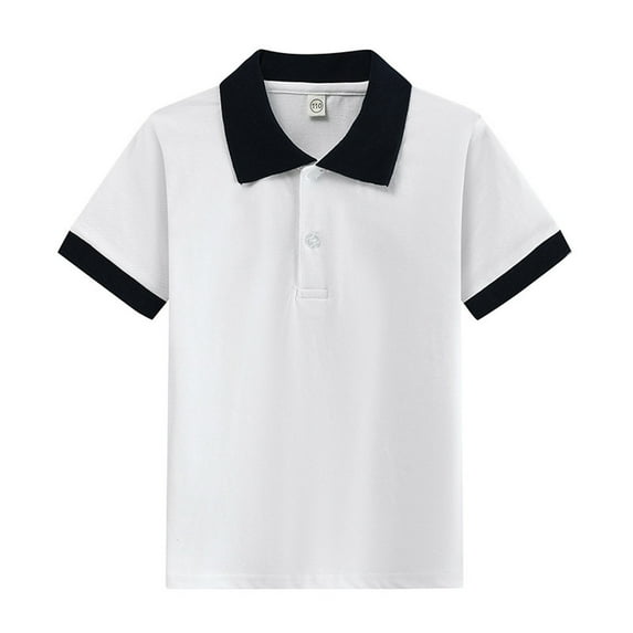 Wxolcjlv Toddler Boys Polo Shirts Color Block Turn-Down Collar Button Short Sleeve Shirts Children Boys Summer Classic Loose Polo Shirts,6 -7 Years