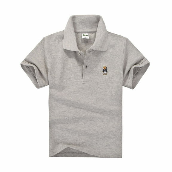 Toddler Boys' Polo Shirt Grey Polo Shirt Short Sleeve Polo Shirts Casual Blouse Tops Pullover 3-4 Years