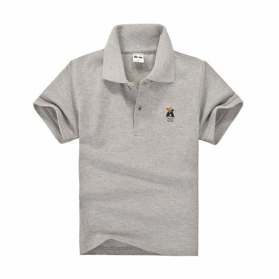 Toddler Boys' Polo Shirt Grey Polo Shirt Short Sleeve Polo Shirts Casual Blouse Tops Pullover 3-4 Years