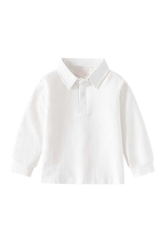Toddler Boys Polo Shirts Long Sleeve Turn Down Collar Solid T-Shirt Basic Undershirt Tops Spring Fall Polos Kids Casual Daily T-Shirt