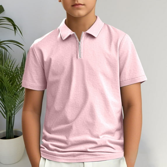 Toddler Boys' Polo Shirt Pink Polo Shirt Kids Collar Shirts Boys Short Sleeve Toddler Shirts Boys Shirts Size 3-4 Years