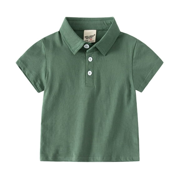Toddler Boys Polo Shirts Solid Short Sleeve Lapel Button Down T-Shirt Summer Loose Single T Shirt Top Comfort Child Clothing Tops