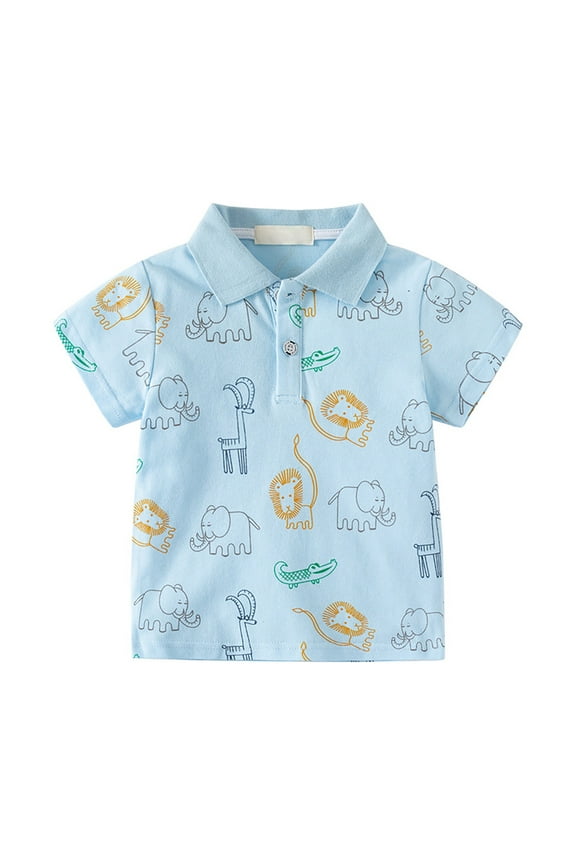 Toddler Boys Polo Shirts Summer Short Sleeve Turn Down Collar Graphic Print T-Shirt Basic Undershirt Tops Fashion Daily Playwear Tshirt Tops