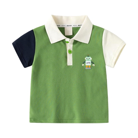 Toddler Boys Polo Shirts Summer Solid Color Short Sleeved Color Blocked Sweat Absorbent Shirt Casual Daily Children Boys T-Shirts，4 -5 Years