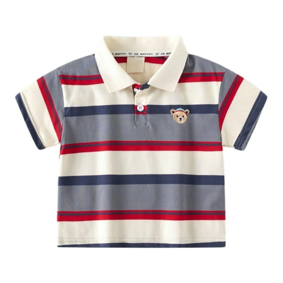 Toddler Boys Polo Shirts Summer Solid Color Short Sleeved Color Blocked Sweat Absorbent Shirt Casual Daily Children Boys T-Shirts,5 -6 Years