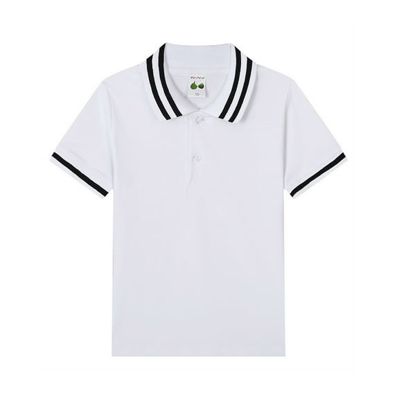 Toddler Boys Polo Shirts & Tops Solid Color Lapel Short Sleeve Loose Classic Tunic Soft Pullover Tshirts Outwear,White,6-7 Years