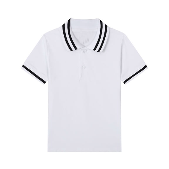 Toddler Boys Polo Shirts White Boys Uniform Shirts Kids Short Sleeve Shirts Tee Tops Clothes 3-4 Years