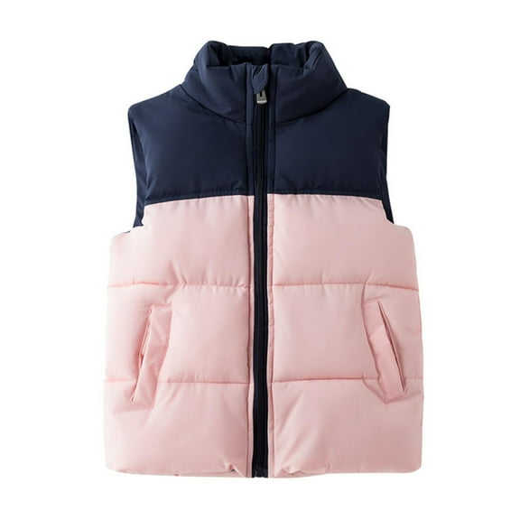 Toddler Boys Puffer Vest Color Block Down Vest Zip up Sleeveless Lightweight Jacket Kids Vest Girls 3-4 Years