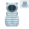 thumbnail image 1 of Toddler Boys Puffer Vest Hooded Jacket Blue Puffer Vest Zipper Lightweight Waterproof Sleeveless Bear Ears Outwear Boys Winter Vest 3-4 Years, 1 of 9