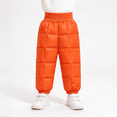 thumbnail image 1 of Toddler Boys Quilted Snow Pants Elastic Waist Straight Leg Baggy Warm Kids Winter Pants Orange 2 T, 1 of 6