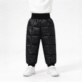 thumbnail image 1 of Toddler Boys Quilted Snow Pants Warm Baggy Elastic Waist Straight Leg Kids Winter Pants Black 2 T, 1 of 6