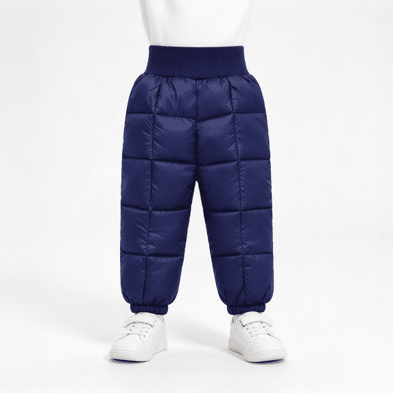 Toddler Boys Quilted Snow Pants Warm Elastic Waist Straight Leg Baggy Kids Winter Pants Navy 2-5 T