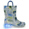 thumbnail image 1 of Toddler Boys Rain Boots Little Kids Baby Light Up Rubber Printed Waterproof Mud Insulated Dinosaur Gray Shoes Lightweight Adorable with Easy-on Handles Non Slip Size 10, 1 of 3