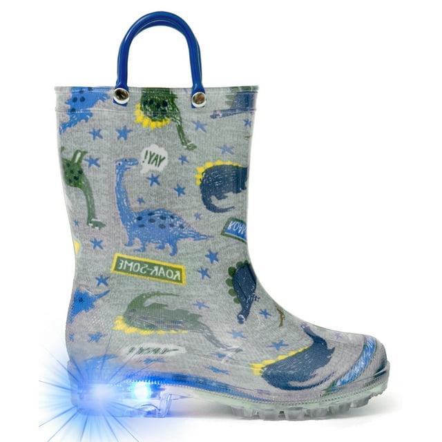 Toddler Boys Rain Boots Little Kids Baby Light Up Rubber Printed