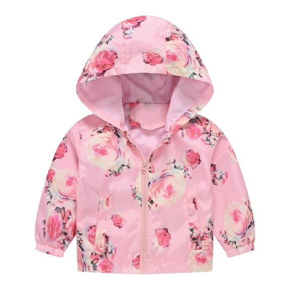 Toddler Boys Rain Jackets Girls Cartoon Prints Casual Light Coat Hooded Jacket Windproof Zipper Outwear Raincoat Windbreakers For Kids,Size 2-3 Years