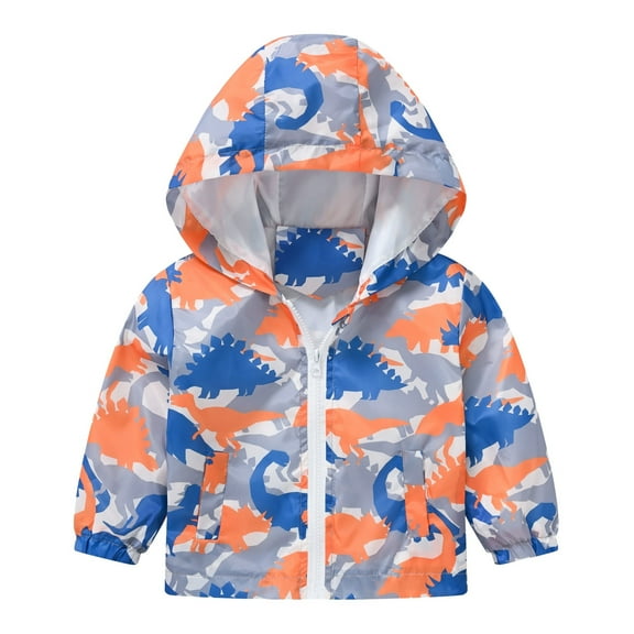 Toddler Boys Rain Jackets Girls Cartoon Prints Casual Light Coat Hooded Jacket Windproof Zipper Outwear Raincoat Windbreakers For Kids,Size 2-3 Years