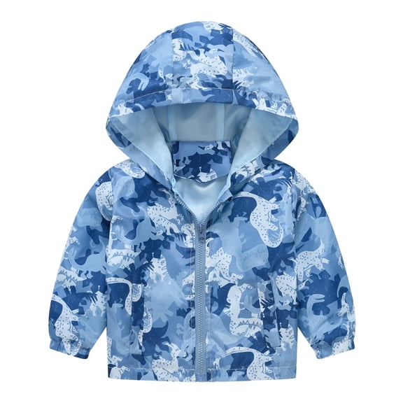 Toddler Boys Rain Jackets Girls Cartoon Prints Casual Light Coat Hooded Jacket Windproof Zipper Outwear Raincoat Windbreakers For Kids,Size 3-4 Years