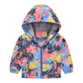 thumbnail image 1 of Toddler Boys Rain Jackets Girls Cartoon Prints Casual Light Coat Hooded Jacket Windproof Zipper Outwear Raincoat Windbreakers For Kids,Size 3-4 Years, 1 of 1