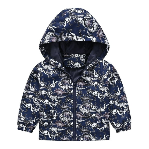 Toddler Boys Rain Jackets Girls Cartoon Prints Casual Light Coat Hooded Jacket Windproof Zipper Outwear Raincoat Windbreakers For Kids,Size 5-6 Years