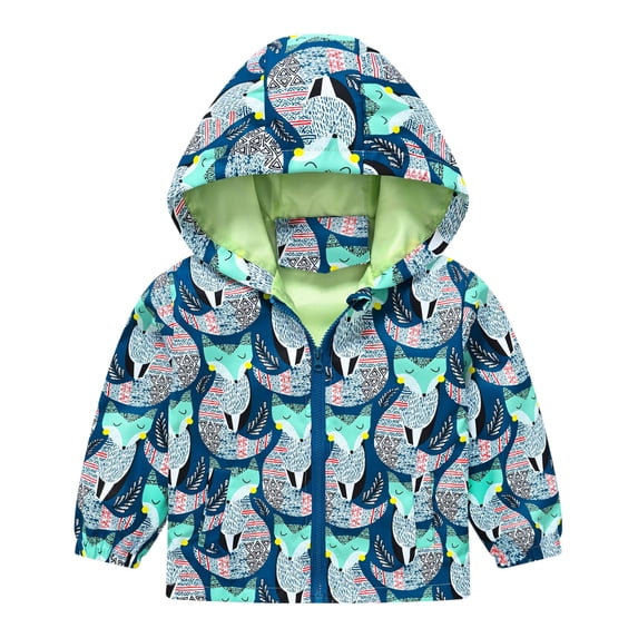 Toddler Boys Rain Jackets Girls Cartoon Prints Casual Light Coat Hooded Jacket Windproof Zipper Outwear Raincoat Windbreakers For Kids,Size 9-10 Years