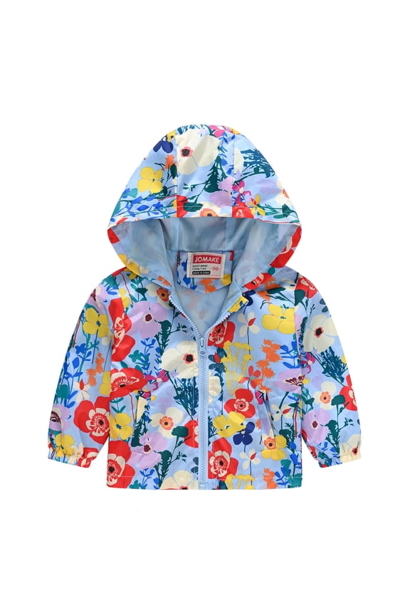Toddler Boys Rain Jackets Girls Casual Jackets Printing Cartoon Hooded Outerwear Zipper Coats Long Sleeve Windproof Coats Raincoat Windbreakers For Kids,Size 4-5 Years