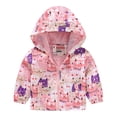 thumbnail image 1 of Toddler Boys Rain Jackets Girls Casual Jackets Printing Cartoon Hooded Outerwear Zipper Coats Long Sleeve Windproof Coats Raincoat Windbreakers For Kids,Size 12-18 Months, 1 of 4