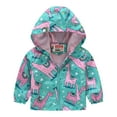 thumbnail image 1 of Toddler Boys Rain Jackets Girls Casual Jackets Printing Cartoon Hooded Outerwear Zipper Coats Long Sleeve Windproof Coats Raincoat Windbreakers For Kids,Size 2-3 Years, 1 of 4
