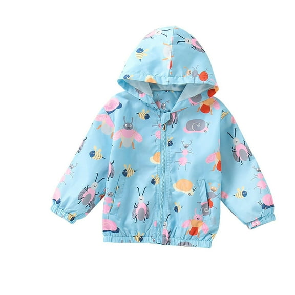 Toddler Boys Rain Jackets Girls Cute Print Hooded Long Sleeve Hacket Zipper Hooded Windproof Coat Windbreaker Raincoat Windbreakers For Kids,Size 2-3 Years