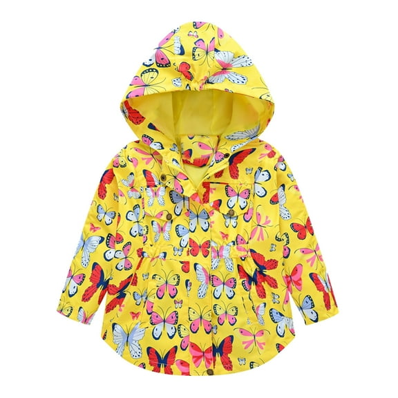 Toddler Boys Rain Jackets Girls Winter Windproof Coat Cartoon Prints Hooded With Pocket Kids Outerwear Raincoat Windbreakers For Kids,Size 6-7 Years
