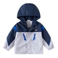 thumbnail image 1 of Toddler Boys Rain Jackets Hooded Zip Up Color Block Patchwork Windbreaker Windproof Coat Size 3-4T, 1 of 4