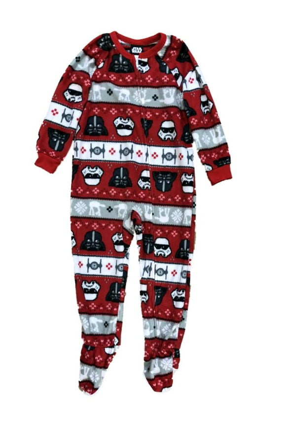 Toddler Boys Red Stripe Fleece Star Wars Footie Pajamas Darth Vader Sleeper 4T