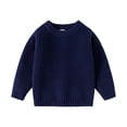 thumbnail image 1 of Toddler Boys Ribbed Knit Sweater Long Sleeve Sweater Fall Winter Warm Pullover Sweatshirt Crewneck Sweater Navy 1 Years, 1 of 9