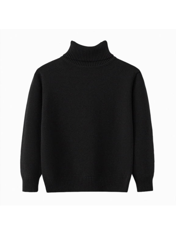 Toddler Boys Ribbed Turtleneck Knit Sweater, High Neck Long Sleeve Pullover, Essential Warm Winter Top 2-3 Years
