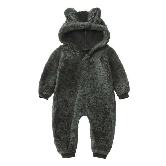 Toddler Boys Romper Jumpsuit Winter Warm Bodysuit Soft Thermal Outerwear