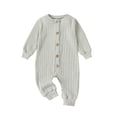 thumbnail image 1 of Toddler Boys Rompers Long Sleeve Solid Color O Neck Unisex Romper Casual Coverall Onesies, 1 of 6